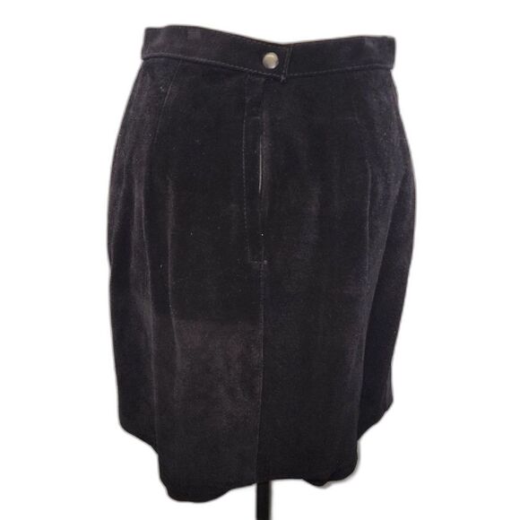 NWT Vintage Comint Black Suede Leather Skirt Size 9/10 - Picture 2 of 12